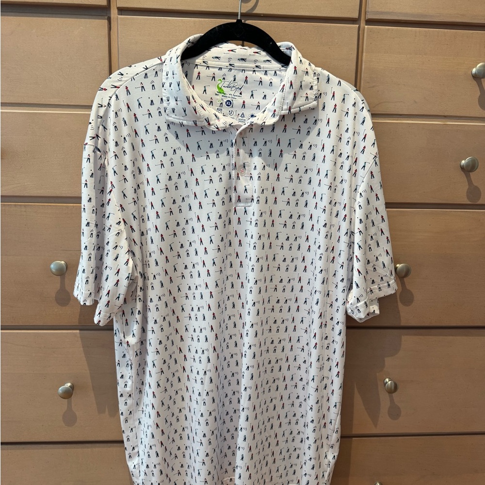Tailorbyrd Performance Golf Polo Shirt With Printed Golfers Size XL